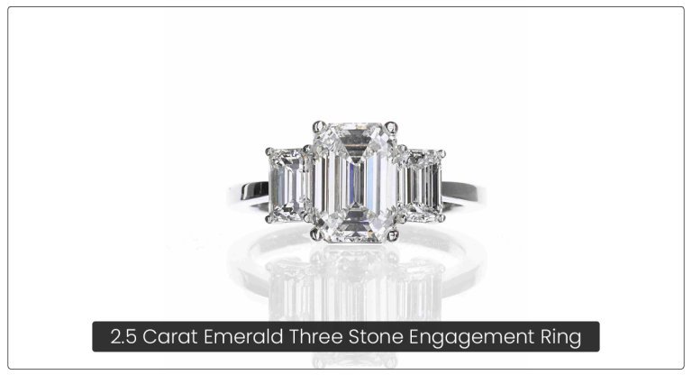 2.5 Carat Emerald Three Stone Engagement Ring
