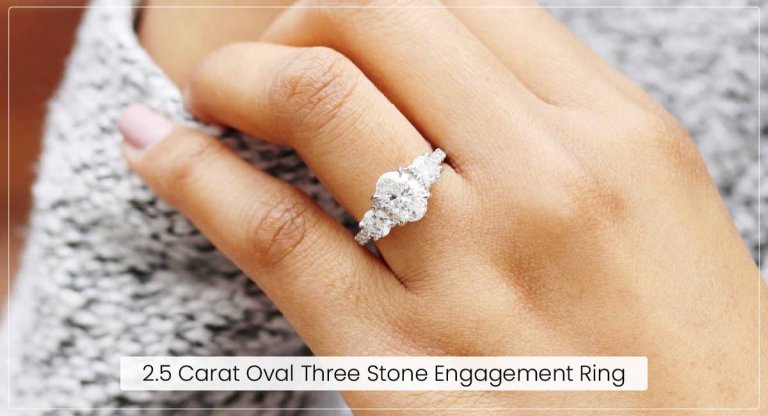 2.5 Carat Oval Three Stone Engagement Ring 