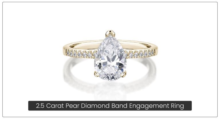 2.5 Carat Pear Diamond Band Engagement Ring 