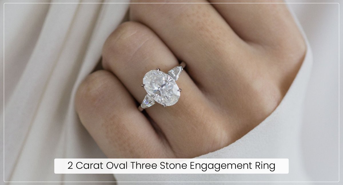 2 Carat Oval Three Stone Engagement Ring