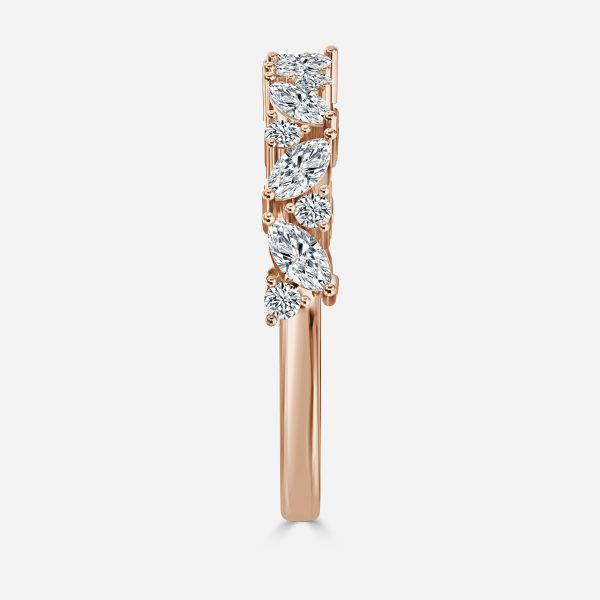 Round and Marquise Diamond Stackable Lab Grown Diamond Half Eternity Wedding Ring
