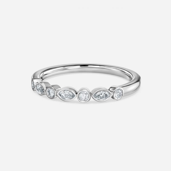 Bezel Set Stackable Round Lab Grown Diamond Alternating Bezel Wedding Ring