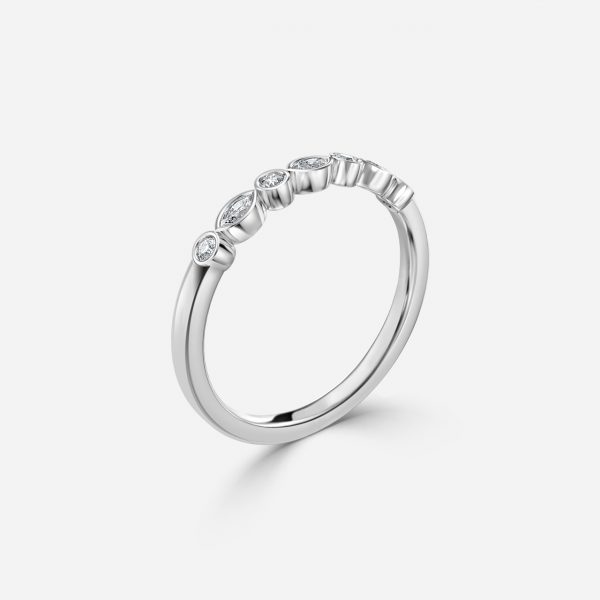Bezel Set Stackable Round Lab Grown Diamond Alternating Bezel Wedding Ring