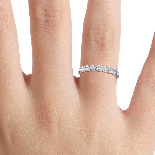 Bezel Set Stackable Round Lab Grown Diamond Alternating Bezel Wedding Ring