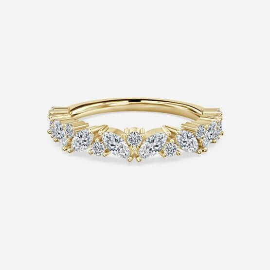 0.68ct Round and Marquise Diamond Stackable Ring In 14K Yellow Gold (US Size: 7.5)