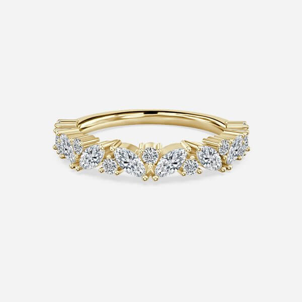 0.68ct Round and Marquise Diamond Stackable Lab Grown Diamond Half Eternity Wedding Ring In 14K Yellow Gold (US Size: 7.5)