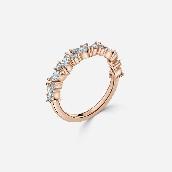 Round and Marquise Diamond Stackable Lab Grown Diamond Half Eternity Wedding Ring