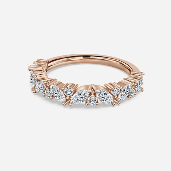 Round and Marquise Diamond Stackable Lab Grown Diamond Half Eternity Wedding Ring