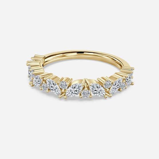 0.68ct Round and Marquise Diamond Stackable Ring In 14K Yellow Gold (US Size: 7.5)