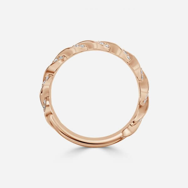 Cleopatra Twisted Round Lab Grown Diamond Rope Pave Stackable Ring