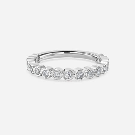 Round Brilliant Diamond Bezel Set Stackable Ring