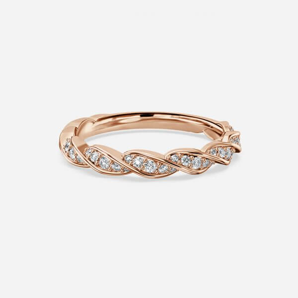 Cleopatra Twisted Round Lab Grown Diamond Rope Pave Stackable Ring