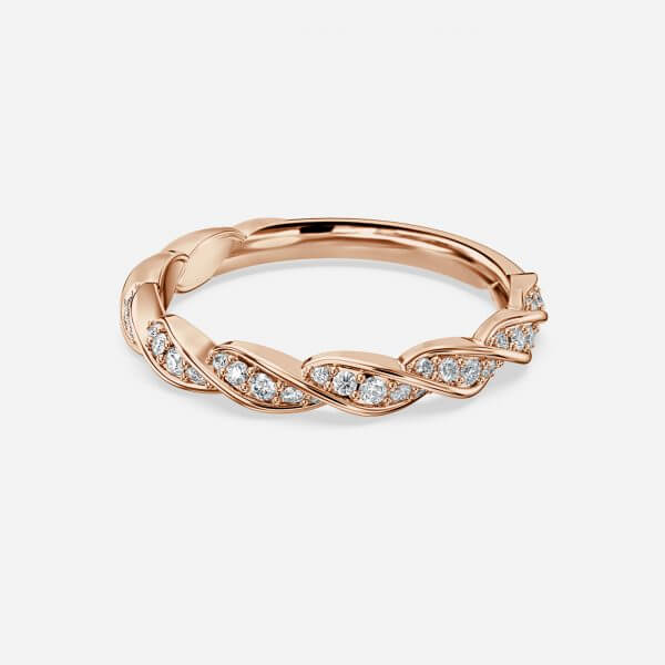 Cleopatra Twisted Round Lab Grown Diamond Rope Pave Stackable Ring