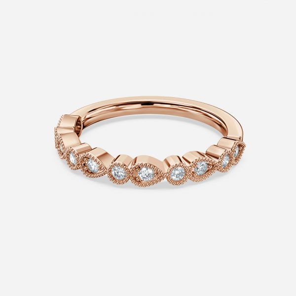 Leia Milgrain Round Lab Grown Diamond Half Eternity Stackable Wedding Ring