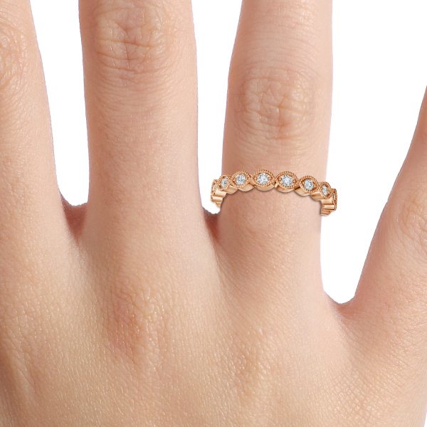 Leia Milgrain Round Lab Grown Diamond Half Eternity Stackable Wedding Ring