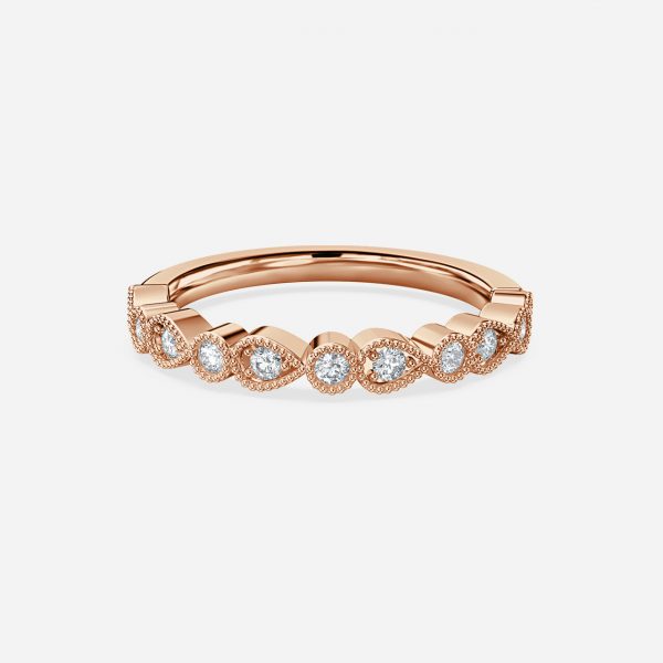 Leia Milgrain Round Lab Grown Diamond Half Eternity Stackable Wedding Ring