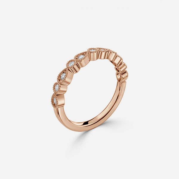 Leia Milgrain Round Lab Grown Diamond Half Eternity Stackable Wedding Ring