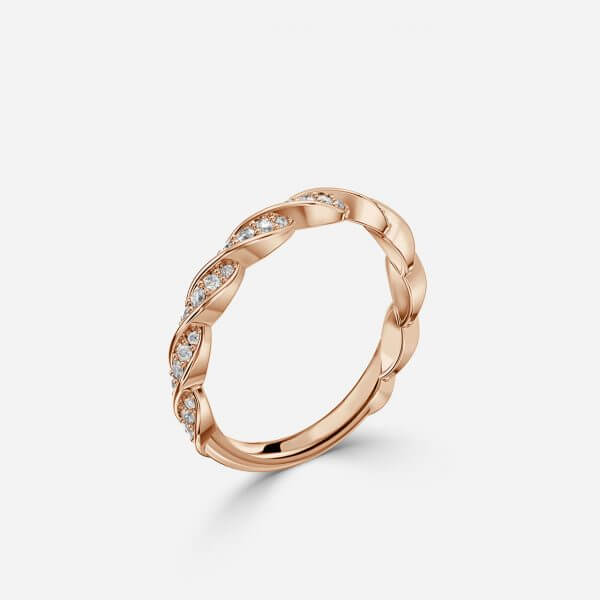 Cleopatra Twisted Round Lab Grown Diamond Rope Pave Stackable Ring