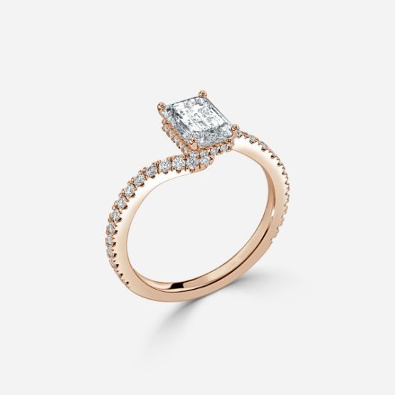 Una Emerald Diamond Band Engagement Ring