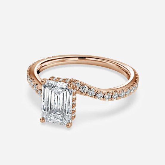 Una Emerald Diamond Band Engagement Ring