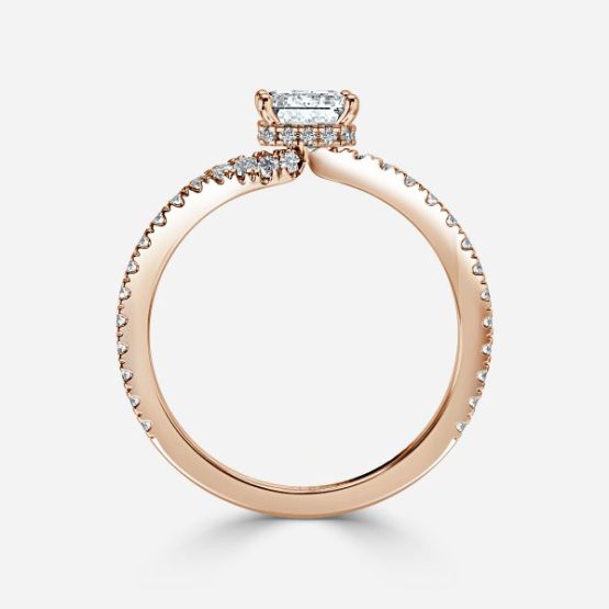 Una Emerald Diamond Band Engagement Ring