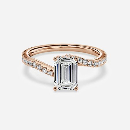 Una Emerald Diamond Band Engagement Ring