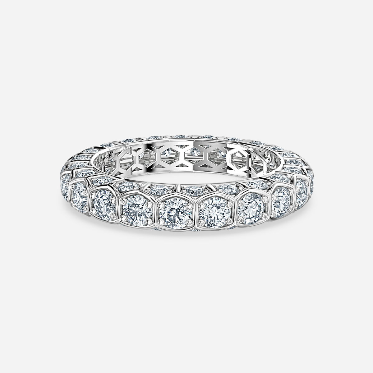 Olivetta Round Lab Grown Diamond Hexagonal Bezel Full Eternity Ring
