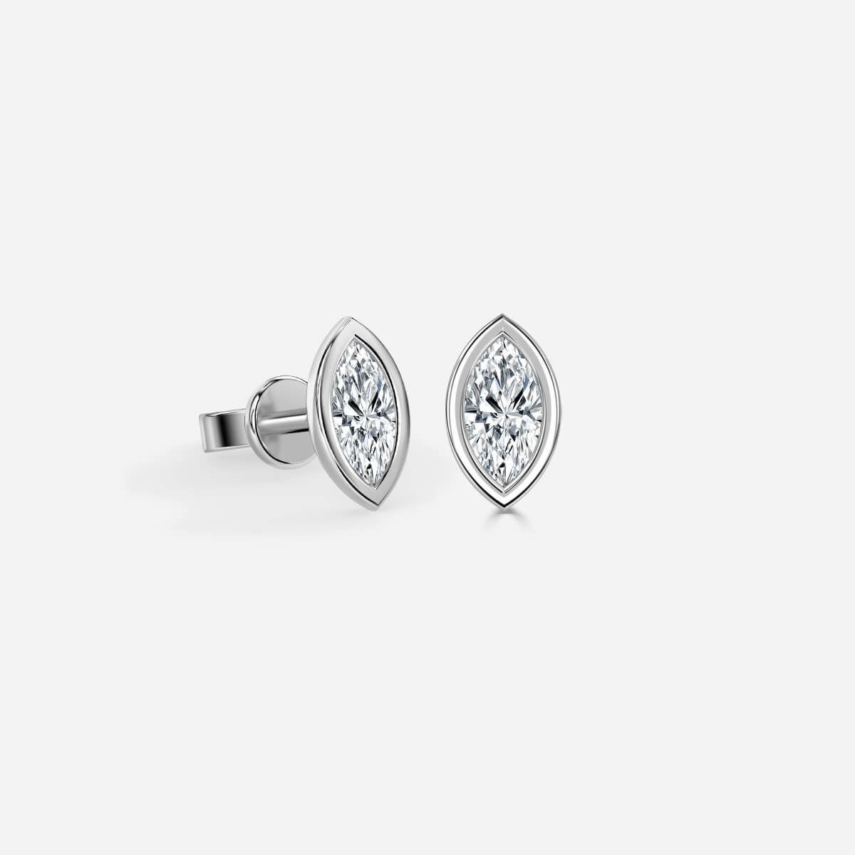 Bezel Set Marquise Lab Grown Diamond Stud Earrings