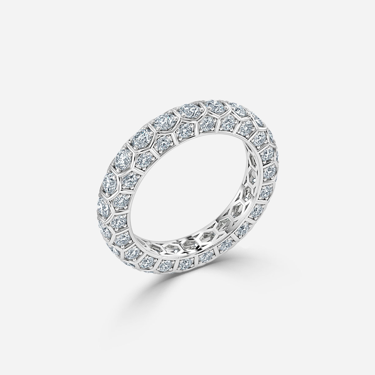 Olivetta Round Lab Grown Diamond Hexagonal Bezel Full Eternity Ring