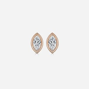 Marquise cut lab grown diamond stud earring in 14K rose gold