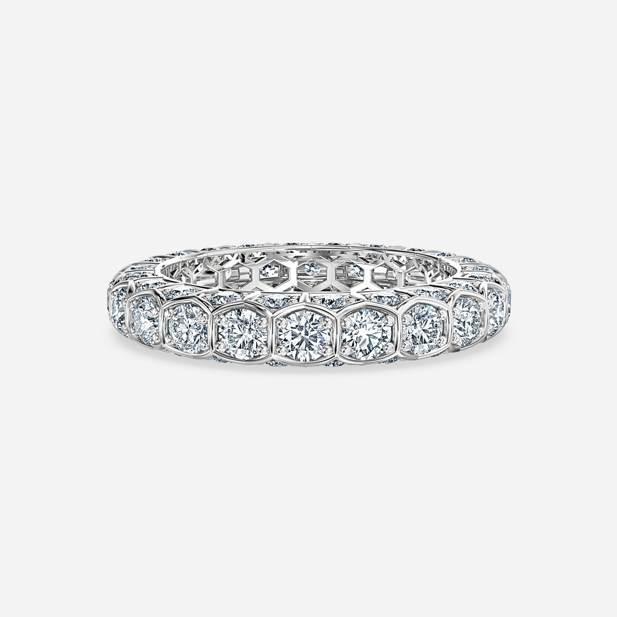 Olivetta Round Lab Grown Diamond Hexagonal Bezel Full Eternity Ring