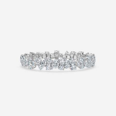 3.3ct Full Floral Round Diamond Eternity Band In 14K White Gold (US Size: 4.5)