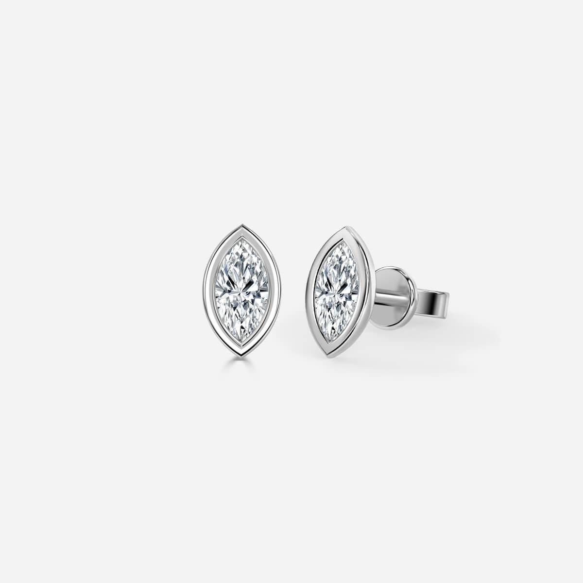 Bezel Set Marquise Lab Grown Diamond Stud Earrings
