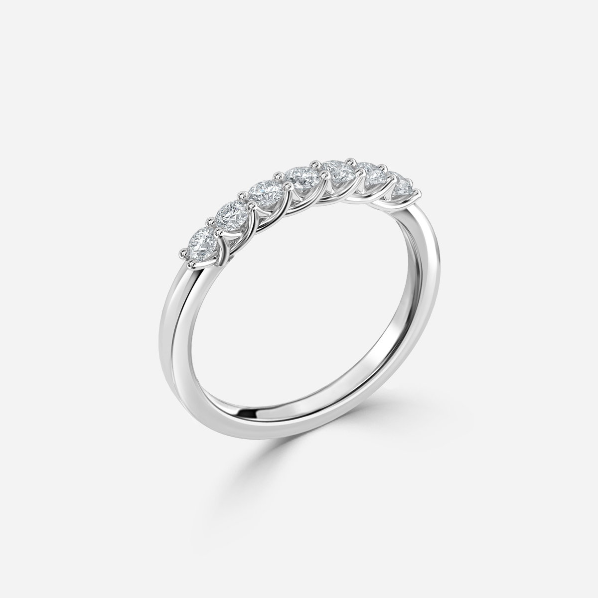 Unique Round Lab Grown Diamond Shared Prong Half Eternity Wedding Ring