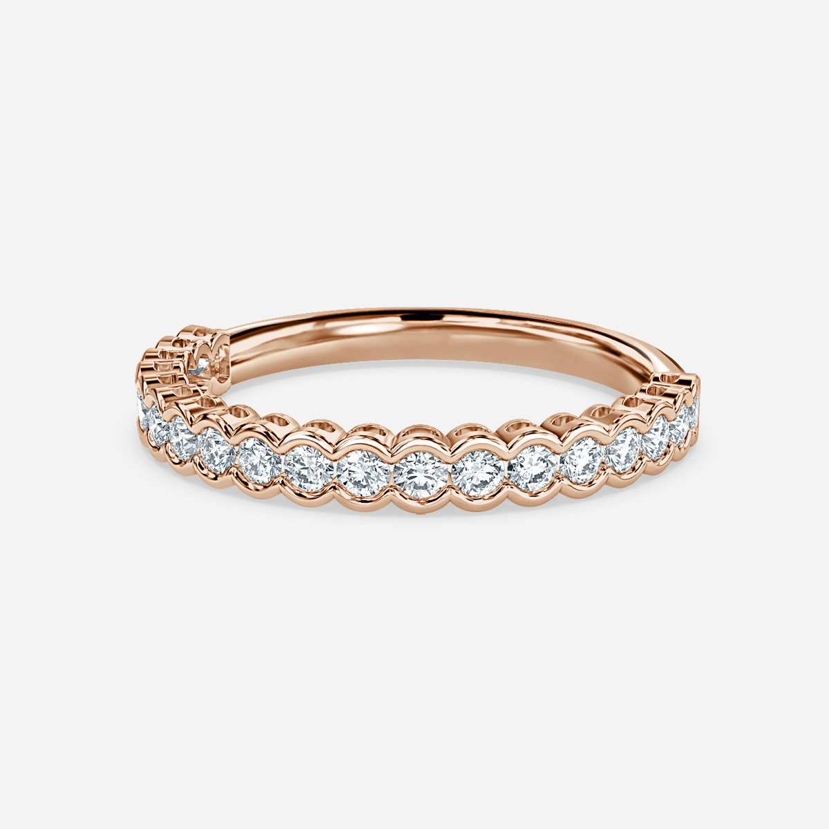 Luna Rubover Round Lab Grown Diamond Semi Bezel Eternity Wedding Ring