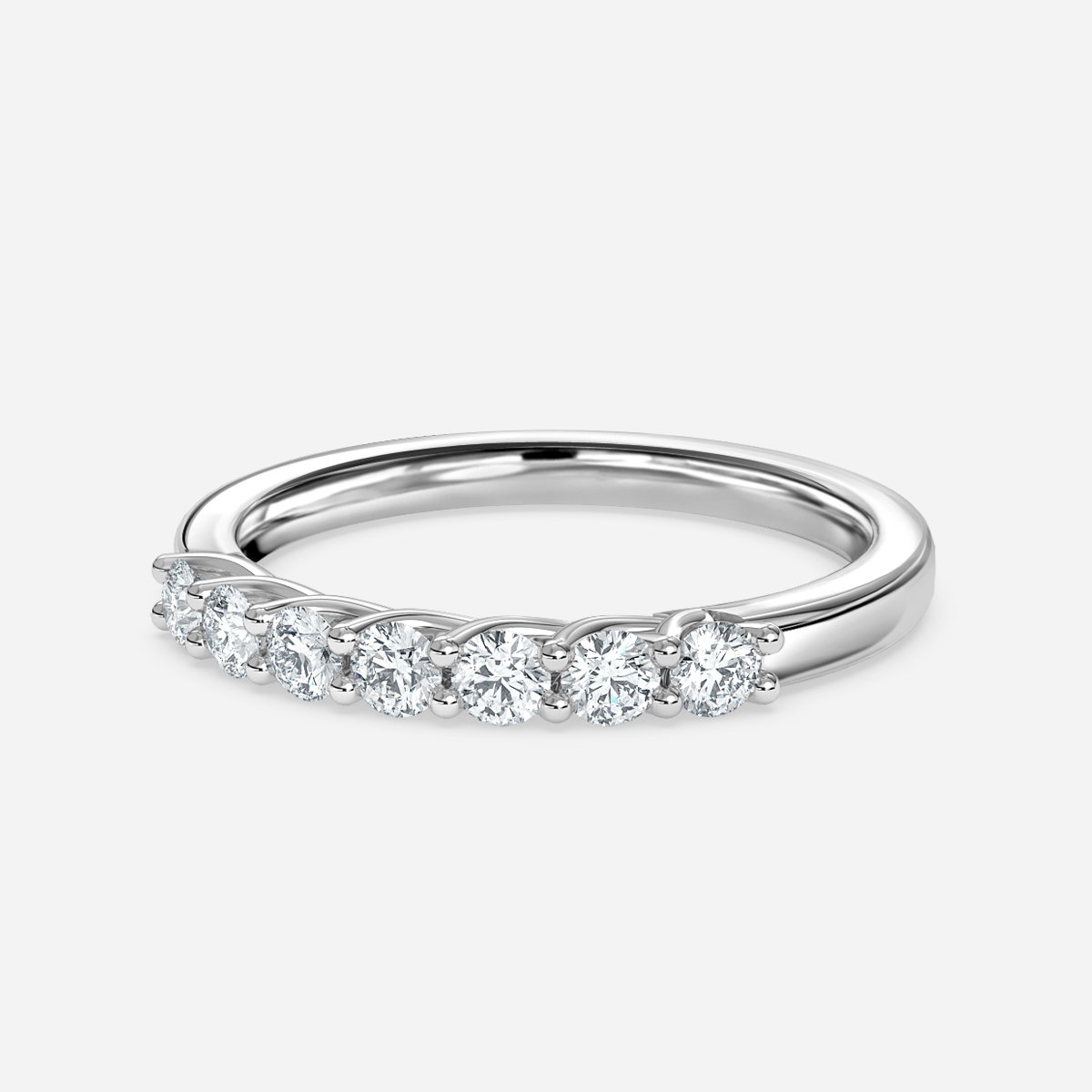 Unique Round Lab Grown Diamond Shared Prong Half Eternity Wedding Ring