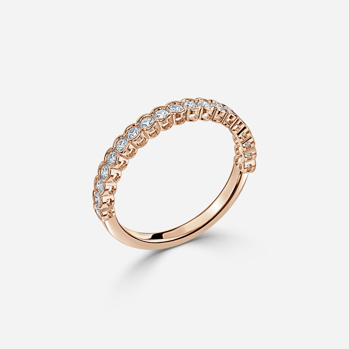 Luna Rubover Round Lab Grown Diamond Semi Bezel Eternity Wedding Ring