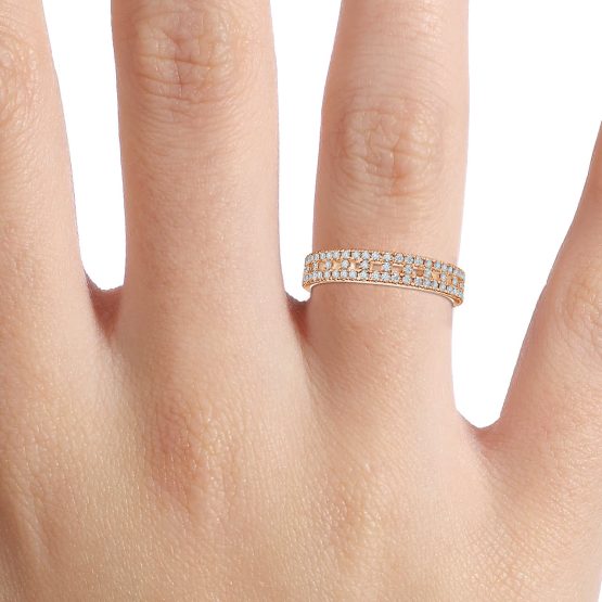 Three Row Round Lab Grown Diamond Pave Eternity Ring