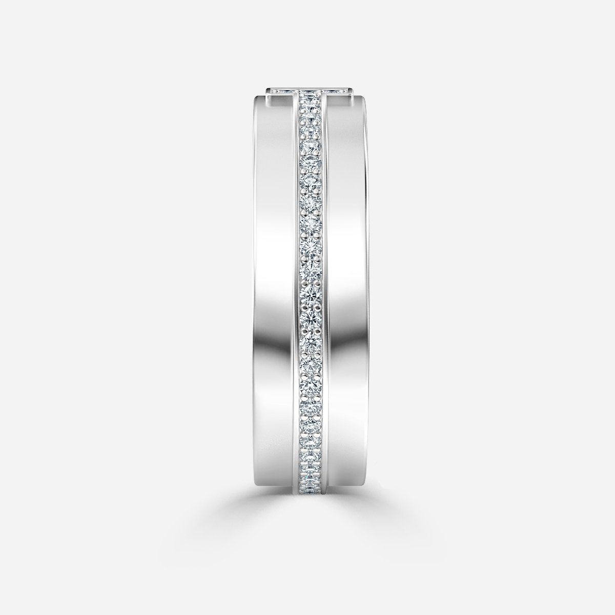 Mae Round Lab Grown Diamond Wide Band T-Bar Wedding Ring