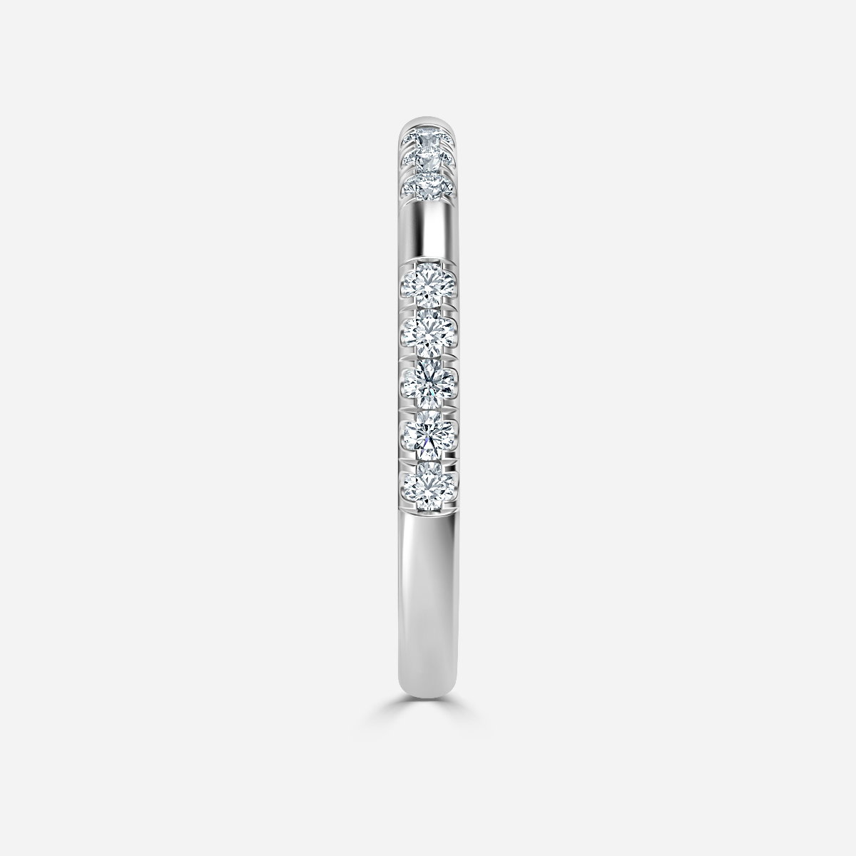 Pave Round Lab Grown Diamond Bar Set Half Eternity Wedding Band