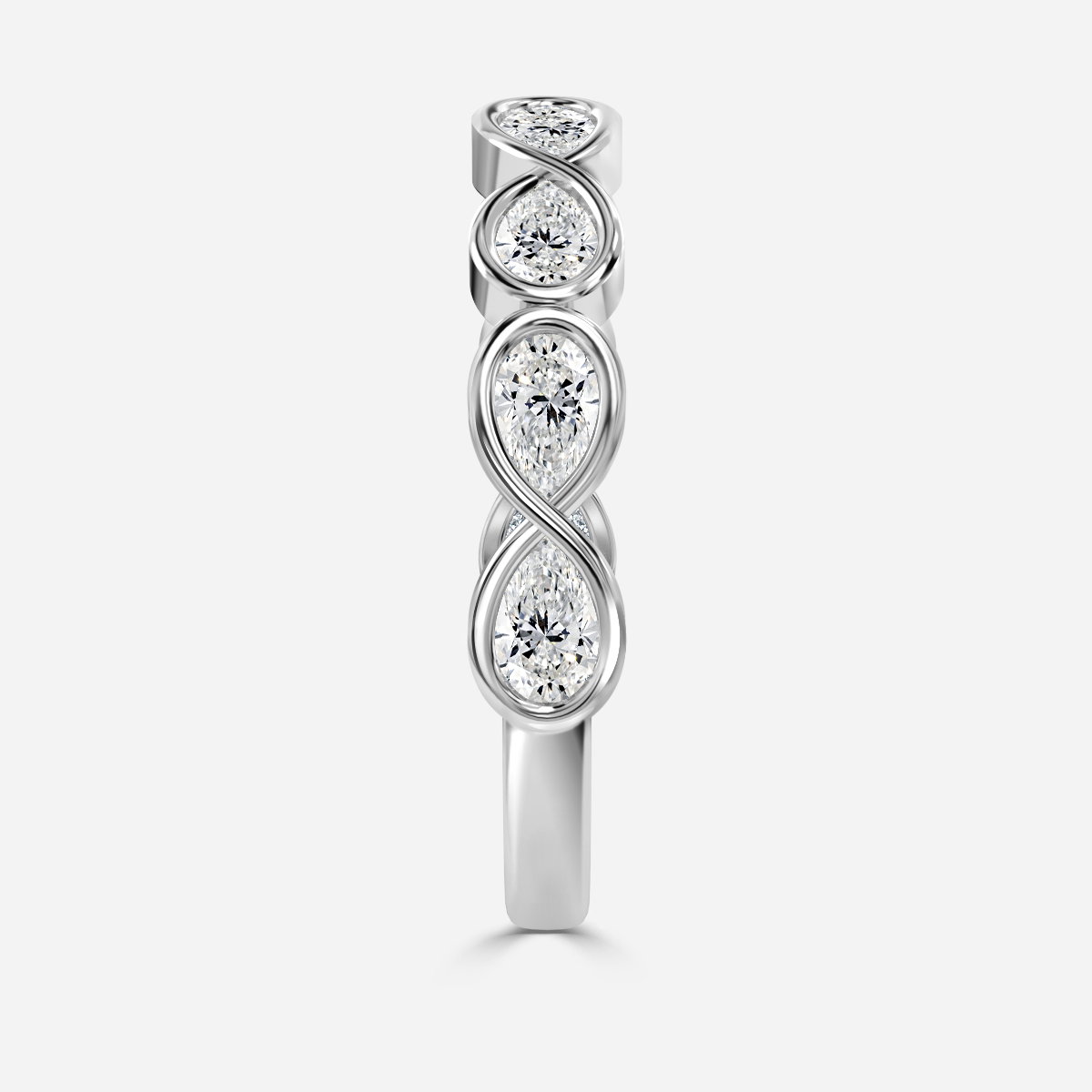 Pear Lab Grown Diamond Infinity Bezel Half Eternity Wedding Ring