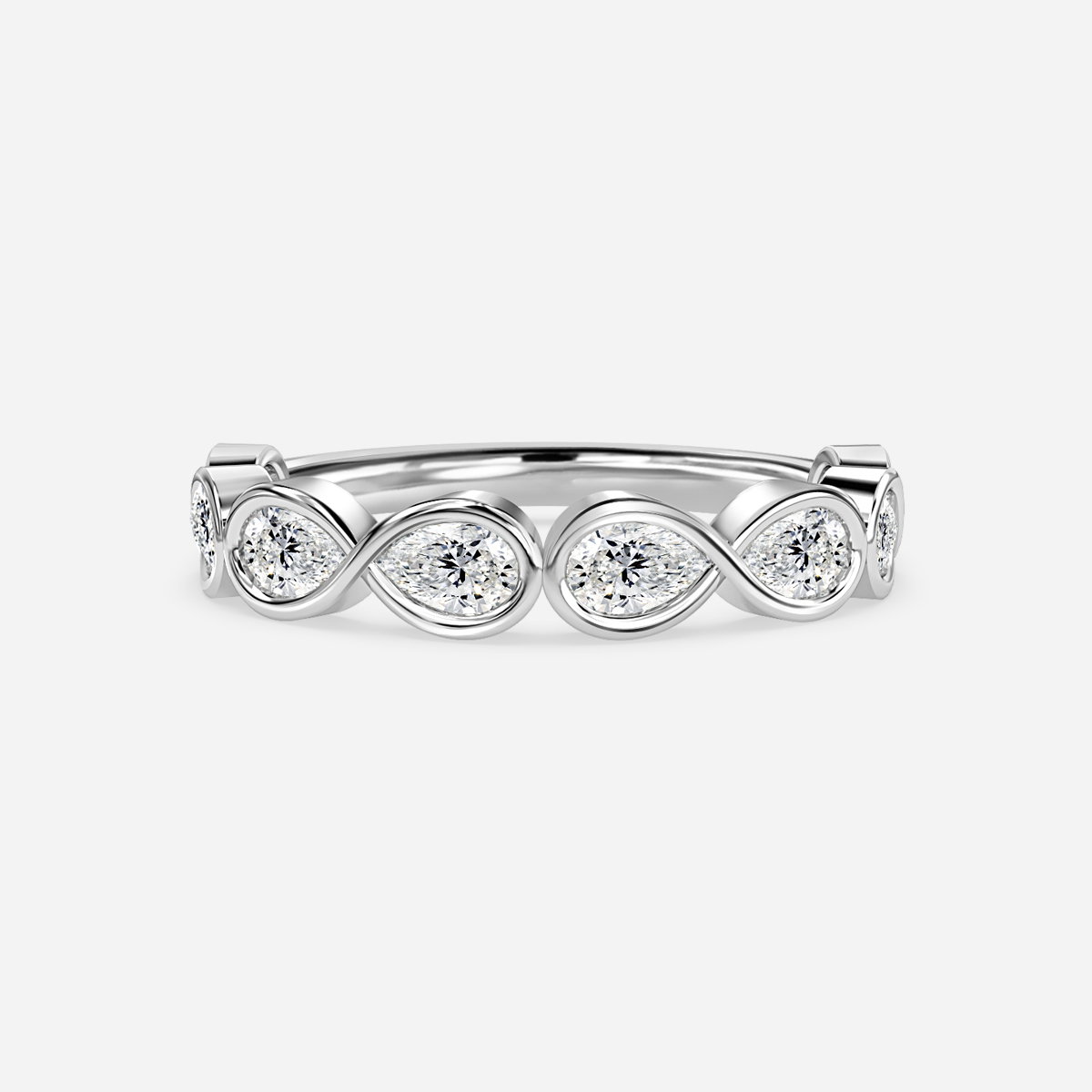 Pear Lab Grown Diamond Infinity Bezel Half Eternity Wedding Ring