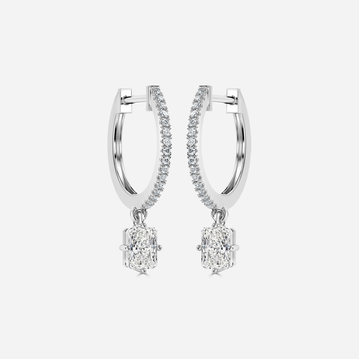 Rama Radiant Lab Grown Diamond Hoop Earrings