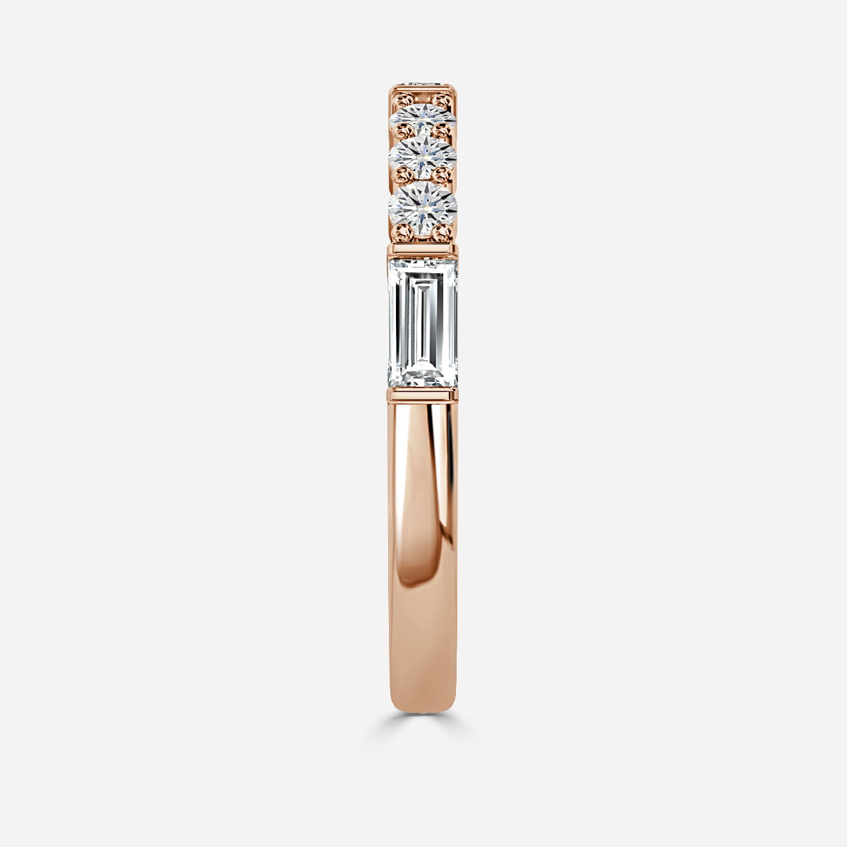 Round and Baguette Lab Grown Diamond Half Eternity Wedding Band