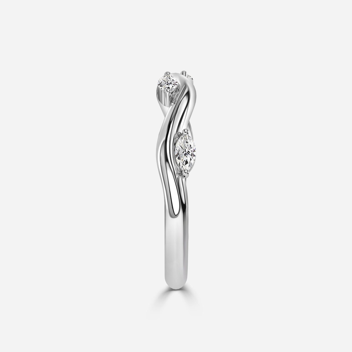 Tainia Marquise Lab Grown Diamond Wavy Stackable Wedding Ring
