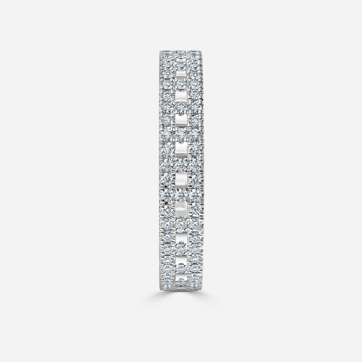 Three Row Round Lab Grown Diamond Pave Eternity Ring