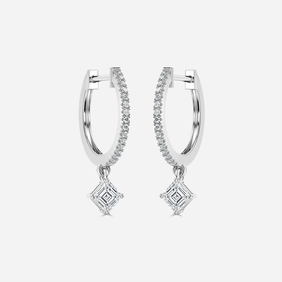 Rama Asscher Cut Lab Grown Diamond Hoop Earrings