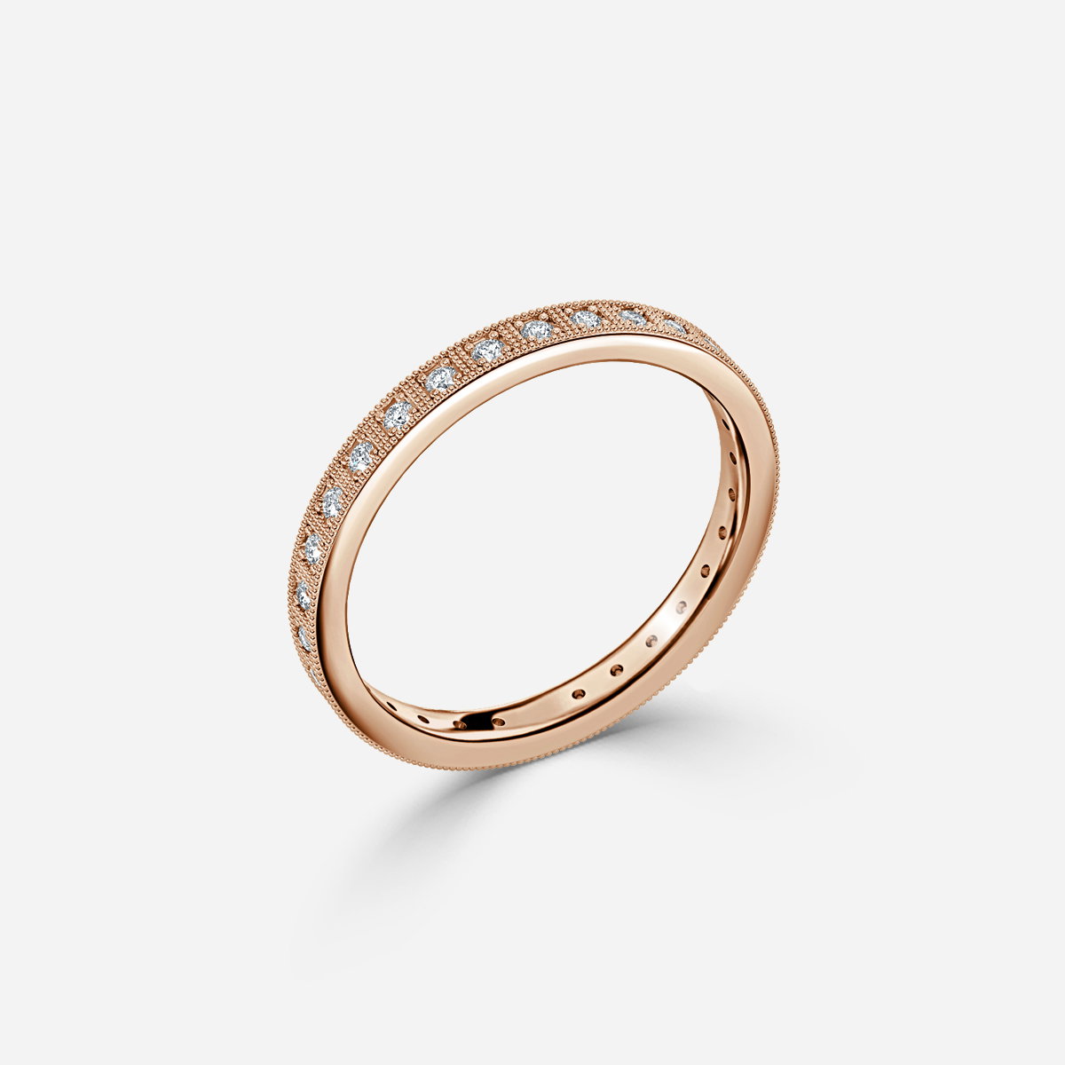 Milagros Round Lab Grown Diamond Milgrain Set Full Eternity Ring