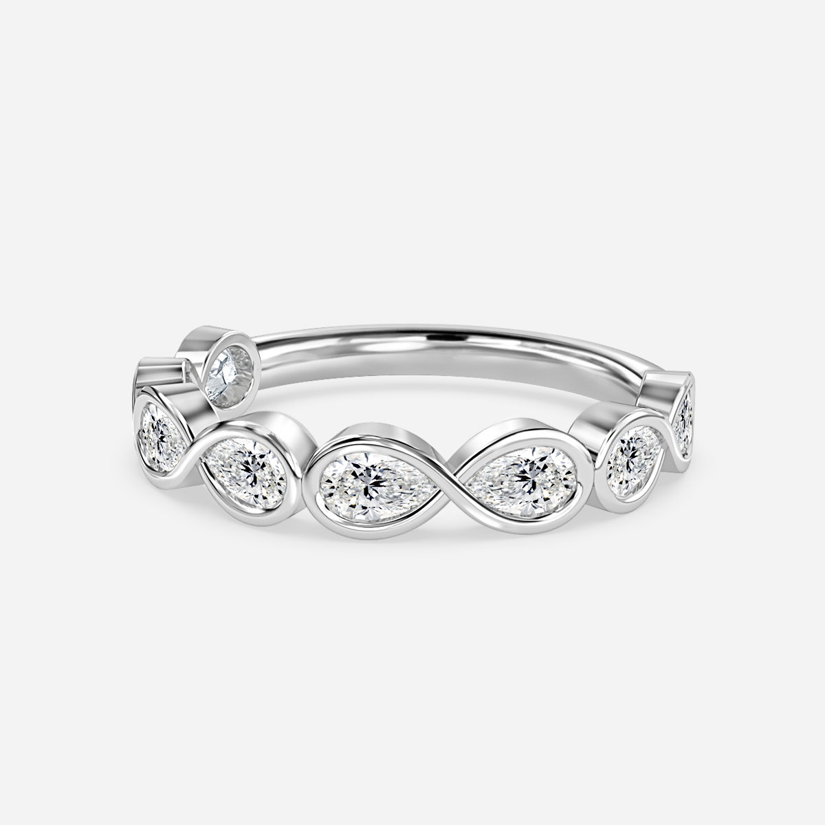 Pear Lab Grown Diamond Infinity Bezel Half Eternity Wedding Ring