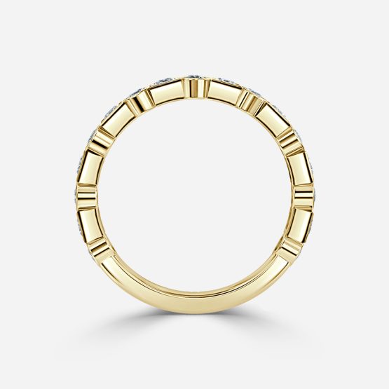 Bezel Set Round And Princess Cut Wedding Ring